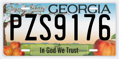 GA license plate PZS9176