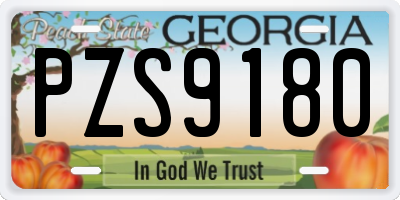GA license plate PZS9180