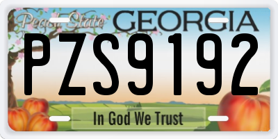 GA license plate PZS9192