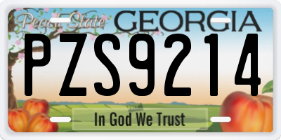 GA license plate PZS9214
