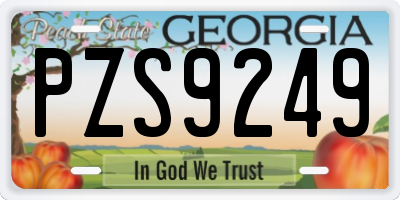 GA license plate PZS9249