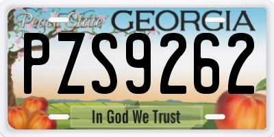 GA license plate PZS9262