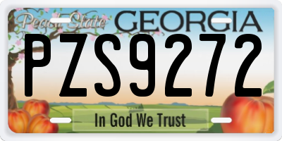 GA license plate PZS9272