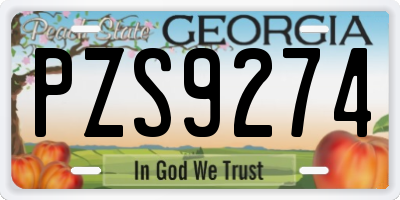 GA license plate PZS9274