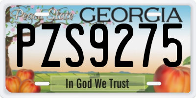 GA license plate PZS9275