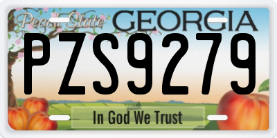 GA license plate PZS9279