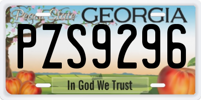 GA license plate PZS9296