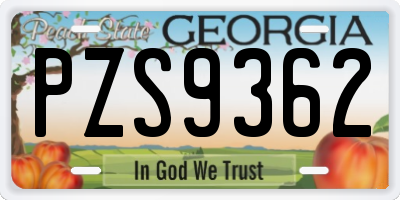 GA license plate PZS9362