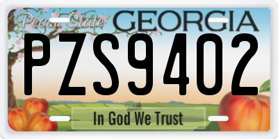 GA license plate PZS9402
