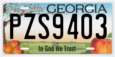 GA license plate PZS9403