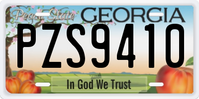 GA license plate PZS9410