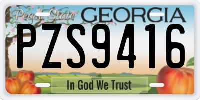 GA license plate PZS9416