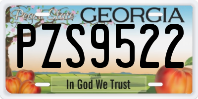 GA license plate PZS9522