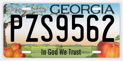 GA license plate PZS9562
