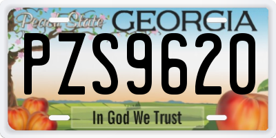 GA license plate PZS9620