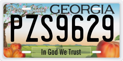 GA license plate PZS9629