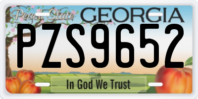 GA license plate PZS9652