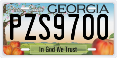 GA license plate PZS9700
