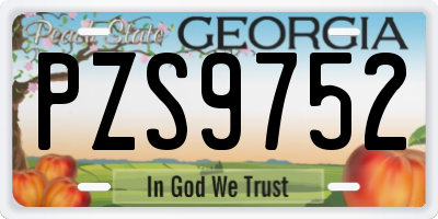 GA license plate PZS9752