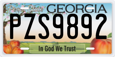 GA license plate PZS9892