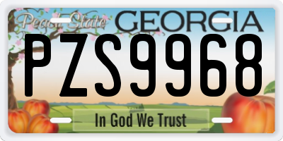 GA license plate PZS9968