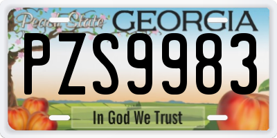 GA license plate PZS9983