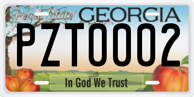 GA license plate PZT0002