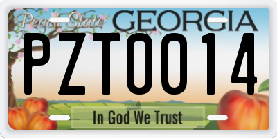 GA license plate PZT0014