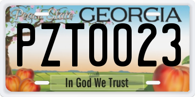 GA license plate PZT0023