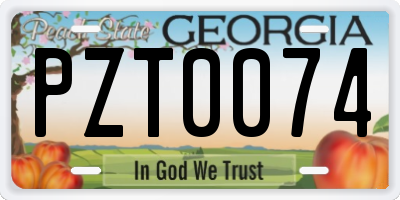 GA license plate PZT0074