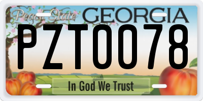 GA license plate PZT0078