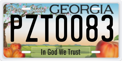 GA license plate PZT0083