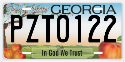 GA license plate PZT0122