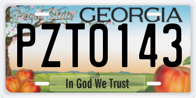 GA license plate PZT0143