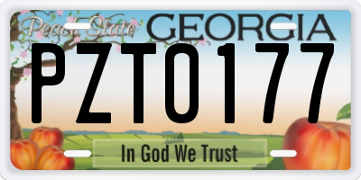 GA license plate PZT0177