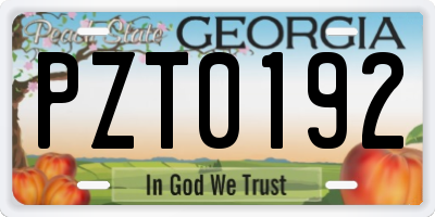 GA license plate PZT0192