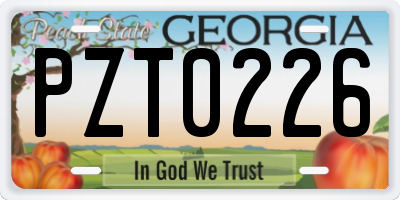 GA license plate PZT0226