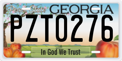 GA license plate PZT0276