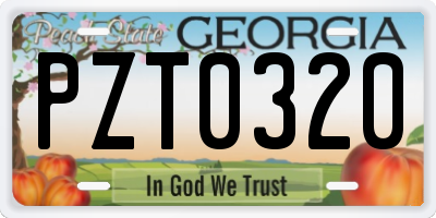 GA license plate PZT0320