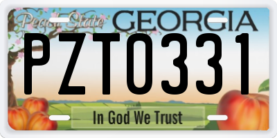 GA license plate PZT0331