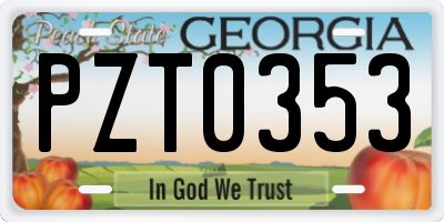 GA license plate PZT0353