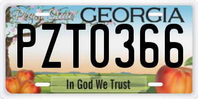 GA license plate PZT0366