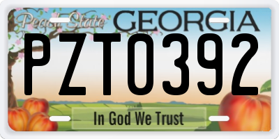 GA license plate PZT0392