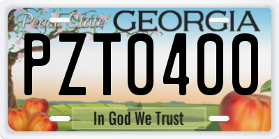 GA license plate PZT0400