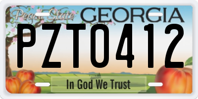 GA license plate PZT0412