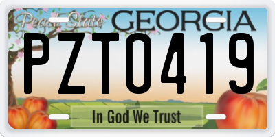 GA license plate PZT0419