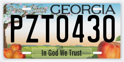 GA license plate PZT0430