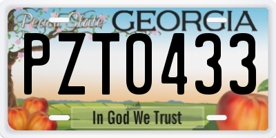 GA license plate PZT0433