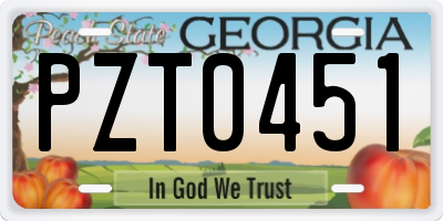 GA license plate PZT0451