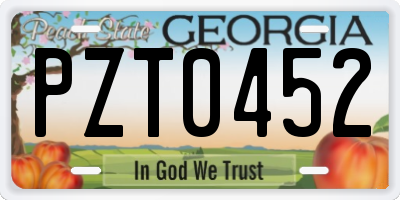 GA license plate PZT0452